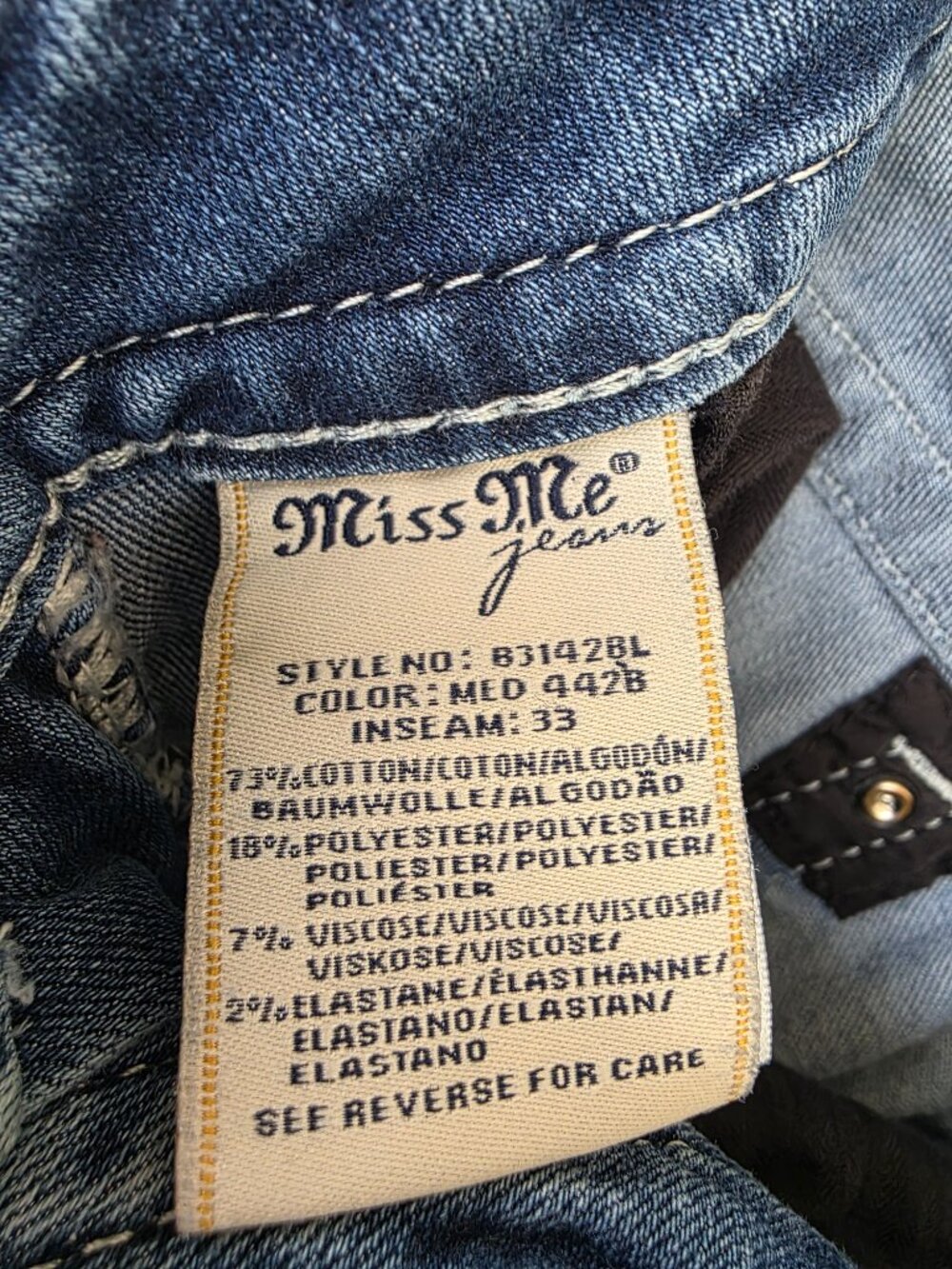 Miss Me Womens Standard Boot Fleur de Lis Distressed Jeans size 28 - Picture 8 of 11